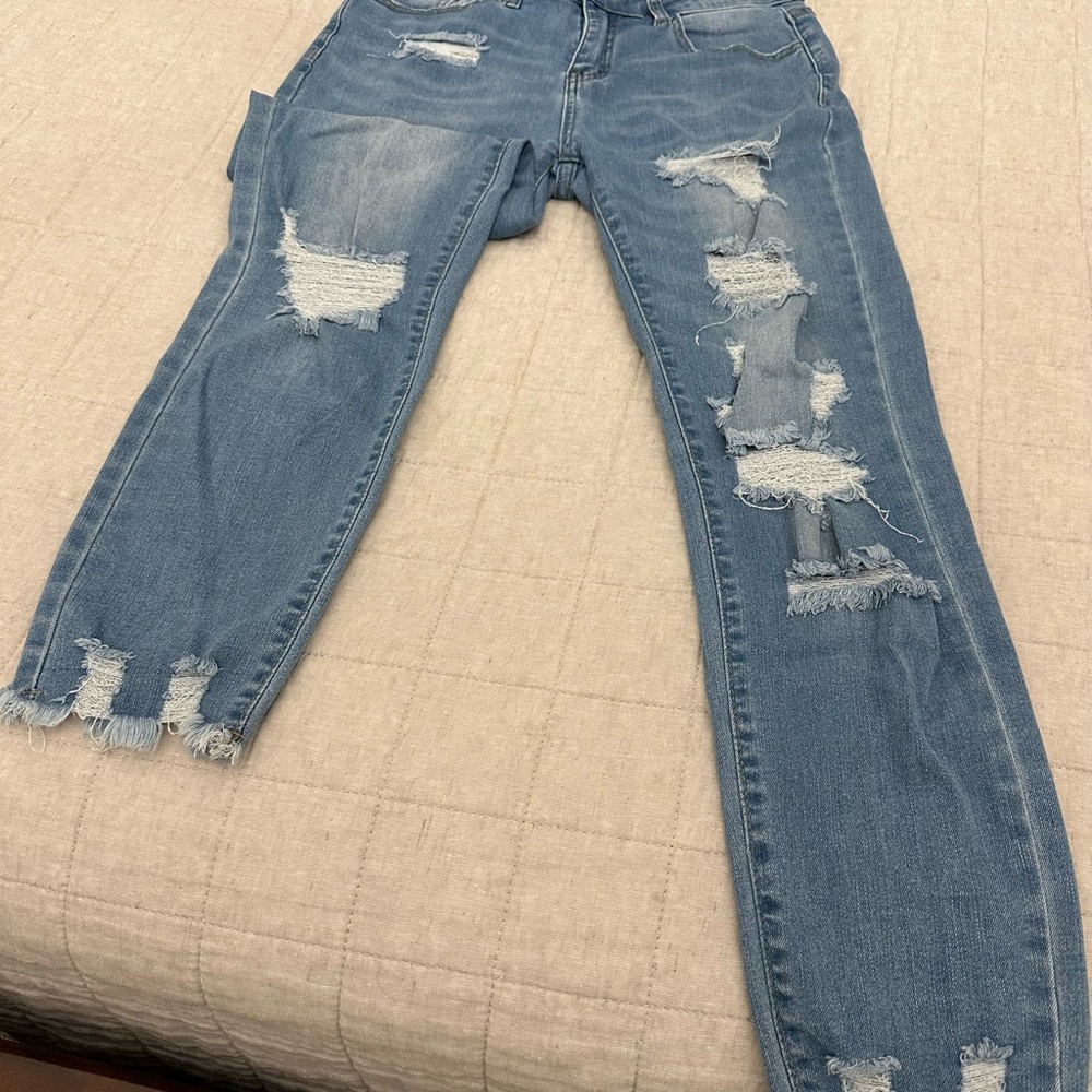 Jeans, Blue Distressed, Size M